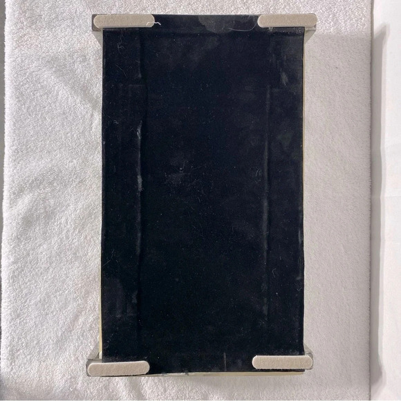 Modern White Agate Decorative Serving Tray With Chrome Handles - Picture 2 of 16